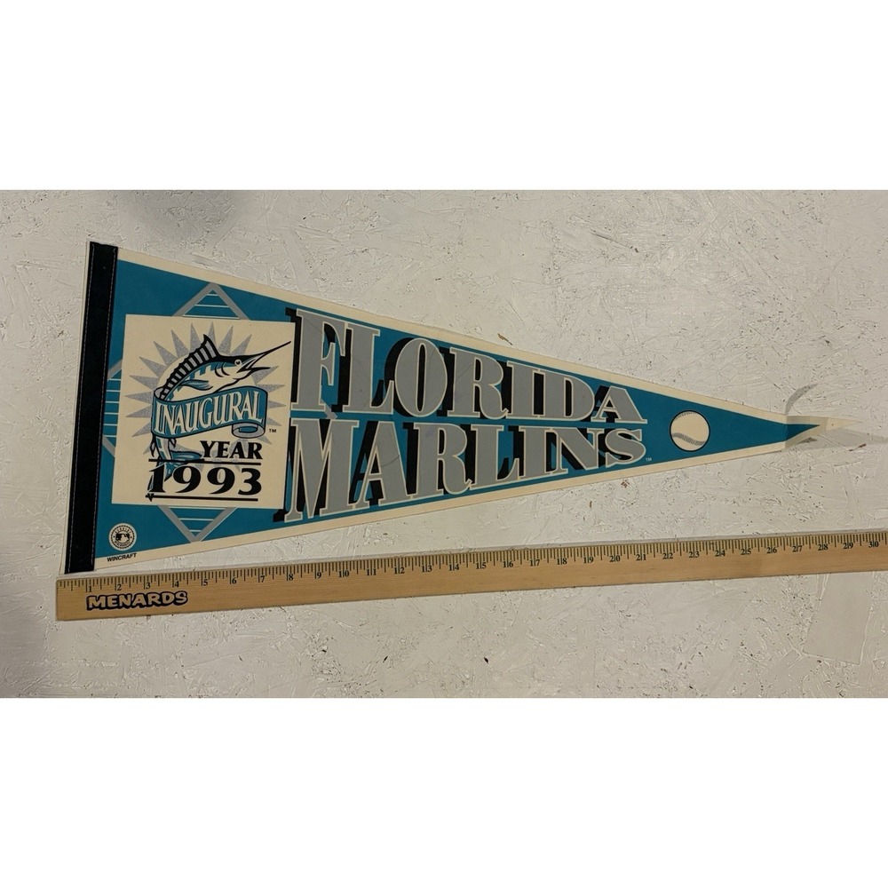 1993 Florida Marlins Inaugural Season pennant Trevor Hoffman Jeff Conine 1st Yr